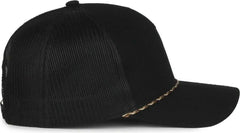 OC Sports OC555M 5-Panel Mesh Back with Cord Cap - Black Black - Black / OSFM