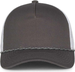 OC Sports OC555M 5-Panel Mesh Back with Cord Cap - Charcoal White - White / OSFM