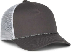 OC Sports OC555M 5-Panel Mesh Back with Cord Cap - Charcoal White - White / OSFM