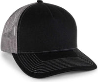 OC Sports OC571 Slight Pre-Curved Visor with Mesh Back Cap - Black Charcoal - Black Dark Gray / 6 7/8’’ - 7 1/2’’