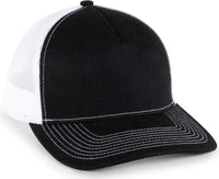 OC Sports OC571 Slight Pre-Curved Visor with Mesh Back Cap - Black White - Black White / 6 7/8’’ - 7 1/2’’