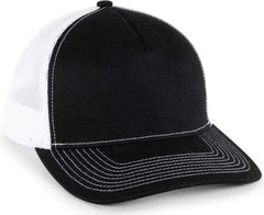 OC Sports OC571 Slight Pre-Curved Visor with Mesh Back Cap - Black White - Black White / 6 7/8’’ - 7 1/2’’
