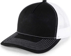 OC Sports OC571 Slight Pre-Curved Visor with Mesh Back Cap - Black White - Black White / 6 7/8’’ - 7 1/2’’
