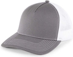 OC Sports OC571 Slight Pre-Curved Visor with Mesh Back Cap - Charcoal White - Dark Gray White / 6 7/8’’ - 7 1/2’’