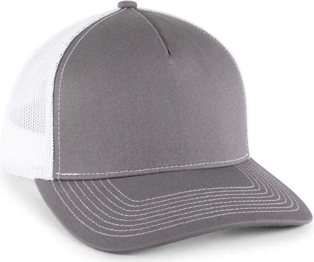 OC Sports OC571 Slight Pre-Curved Visor with Mesh Back Cap - Charcoal White - Dark Gray White / 6 7/8’’ - 7 1/2’’