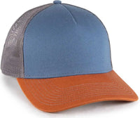 OC Sports OC571 Slight Pre-Curved Visor with Mesh Back Cap - Indigo Charcoal Burnt Orange - Orange / OSFM
