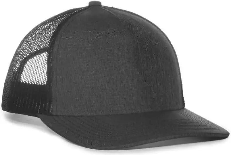 OC Sports OC571 Slight Pre-Curved Visor with Mesh Back Cap - LN Heathered Charcoal Black - Dark Gray Black / 6 7/8’’