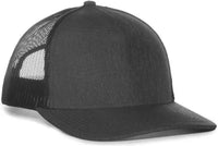 OC Sports OC571 Slight Pre-Curved Visor with Mesh Back Cap - LN Heathered Charcoal Black - Dark Gray Black / 6 7/8’’