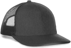 OC Sports OC571 Slight Pre-Curved Visor with Mesh Back Cap - LN Heathered Charcoal Black - Dark Gray Black / 6 7/8’’