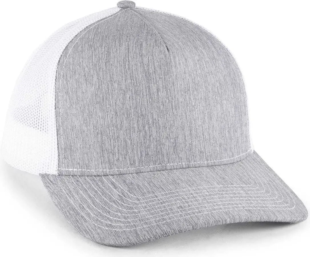 OC Sports OC571 Slight Pre-Curved Visor with Mesh Back Cap - LN Heathered Gray White - Gray White / 6 7/8’’ - 7 1/2’’