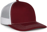 OC Sports OC571 Slight Pre-Curved Visor with Mesh Back Cap - Maroon White - White / OSFM