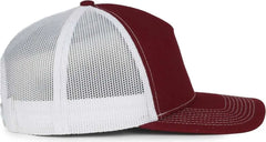OC Sports OC571 Slight Pre-Curved Visor with Mesh Back Cap - Maroon White - White / OSFM