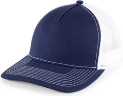 OC Sports OC571 Slight Pre-Curved Visor with Mesh Back Cap - Navy White - Navy White / 6 7/8’’ - 7 1/2’’