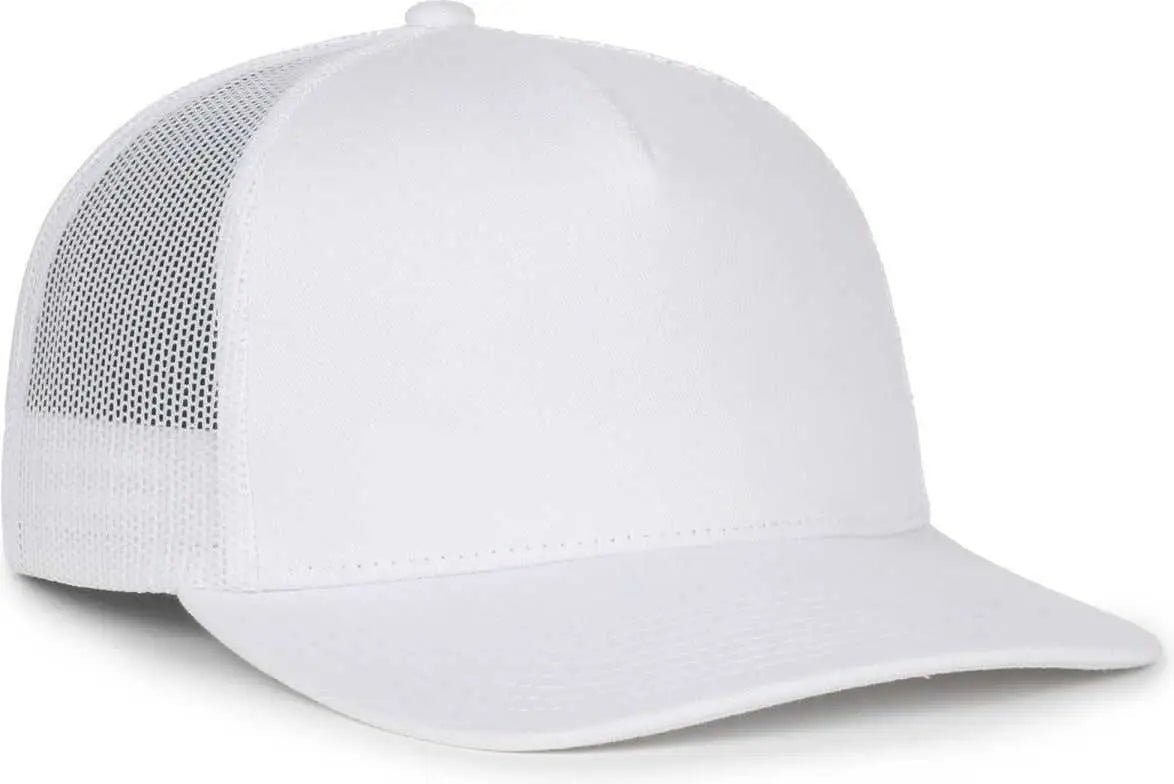 OC Sports OC571 Slight Pre-Curved Visor with Mesh Back Cap - White White - White / OSFM