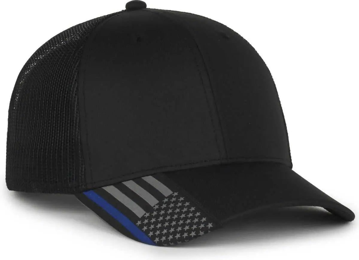 OC Sports OC601M Performance Service Flag Insert Mesh Back Cap - Black Black Police - Police / OSFM