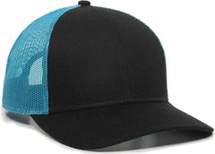 OC Sports OC770 Adjustable Mesh Back Cap with Sweatband - Black Neon Blue - Black Blue / 6 7/8’’ - 7 1/2’’