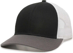 OC Sports OC770 Adjustable Mesh Back Cap with Sweatband - Black White Charcoal - Black White / 6 7/8’’ - 7 1/2’’