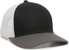 OC Sports OC770 Adjustable Mesh Back Cap with Sweatband - Black White Charcoal - Black White / 6 7/8’’ - 7 1/2’’