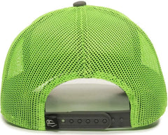 OC Sports OC770 Adjustable Mesh Back Cap with Sweatband - Charcoal Neon Green - Dark Gray Green / 6 7/8’’ - 7 1/2’’