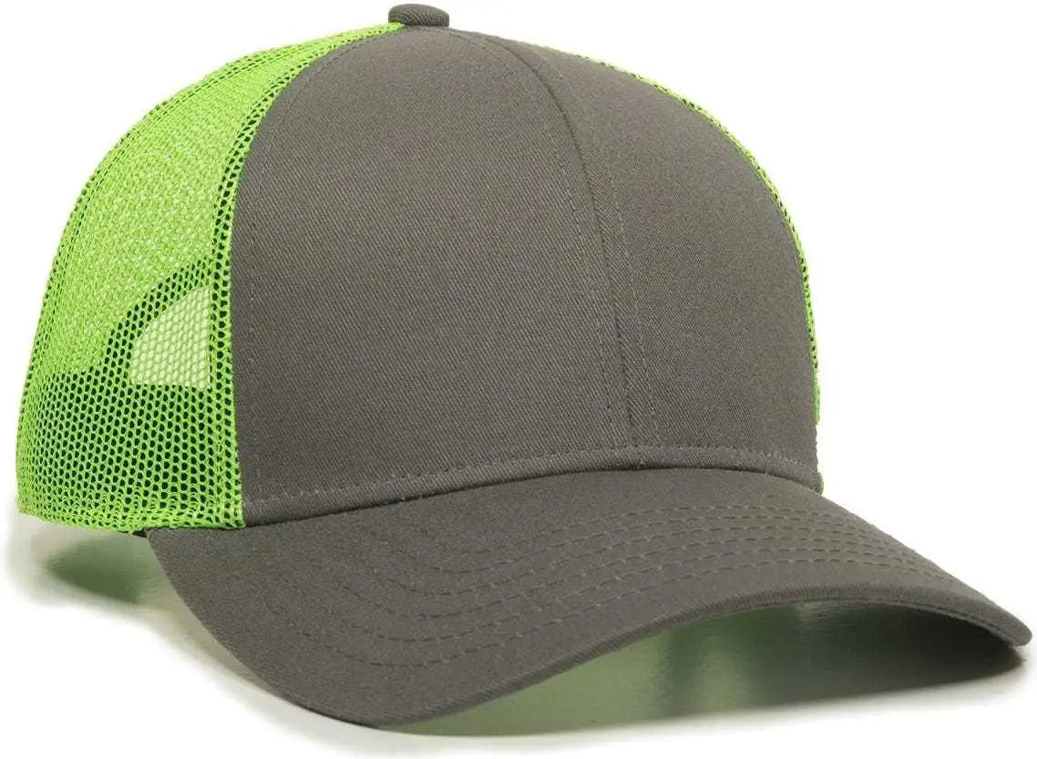 OC Sports OC770 Adjustable Mesh Back Cap with Sweatband - Charcoal Neon Green - Dark Gray Green / 6 7/8’’ - 7 1/2’’