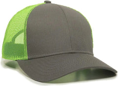 OC Sports OC770 Adjustable Mesh Back Cap with Sweatband - Charcoal Neon Green - Dark Gray Green / 6 7/8’’ - 7 1/2’’