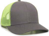 OC Sports OC770 Adjustable Mesh Back Cap with Sweatband - Charcoal Neon Yellow - Dark Gray Lime / 6 7/8’’ - 7 1/2’’