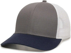 OC Sports OC770 Adjustable Mesh Back Cap with Sweatband - Charcoal White Navy - Dark Gray White / 6 7/8’’ - 7 1/2’’