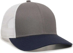 OC Sports OC770 Adjustable Mesh Back Cap with Sweatband - Charcoal White Navy - Dark Gray White / 6 7/8’’ - 7 1/2’’