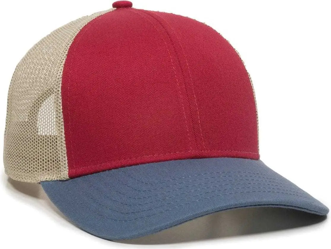 OC Sports OC770 Adjustable Mesh Back Cap with Sweatband - Crimson Khaki Light Slate - Red Khaki / 6 7/8’’ - 7 1/2’’