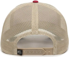 OC Sports OC770 Adjustable Mesh Back Cap with Sweatband - Crimson Khaki Light Slate - Red Khaki / 6 7/8’’ - 7 1/2’’