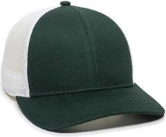 OC Sports OC770 Adjustable Mesh Back Cap with Sweatband - Dark Green White - Forest White / 6 7/8’’ - 7 1/2’’