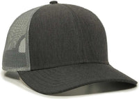 OC Sports OC770 Adjustable Mesh Back Cap with Sweatband - Heathered Black Charcoal Gray - Dark Gray Gray / 6 7/8’’ - 7