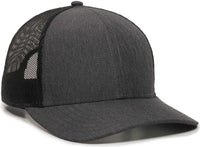 OC Sports OC770 Adjustable Mesh Back Cap with Sweatband - Heathered Charcoal Black - Dark Gray Black / 6 7/8’’ - 7 1/2’’