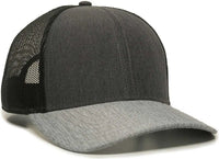 OC Sports OC770 Adjustable Mesh Back Cap with Sweatband - Heathered Charcoal Black Heathered Gray - Dark Gray Black / 6