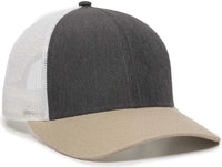 OC Sports OC770 Adjustable Mesh Back Cap with Sweatband - Heathered Charcoal White Khaki - Dark Gray White / 6 7/8’’