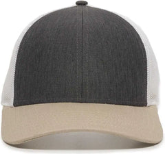 OC Sports OC770 Adjustable Mesh Back Cap with Sweatband - Heathered Charcoal White Khaki - Dark Gray White / 6 7/8’’