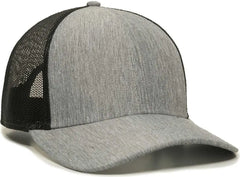 OC Sports OC770 Adjustable Mesh Back Cap with Sweatband - Heathered Gray Black - Gray Black / 6 7/8’’ - 7 1/2’’