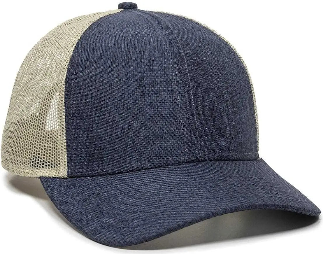 OC Sports OC770 Adjustable Mesh Back Cap with Sweatband - Heathered Navy Khaki - Navy Khaki / 6 7/8’’ - 7 1/2’’