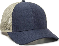 OC Sports OC770 Adjustable Mesh Back Cap with Sweatband - Heathered Navy Khaki - Navy Khaki / 6 7/8’’ - 7 1/2’’