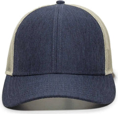 OC Sports OC770 Adjustable Mesh Back Cap with Sweatband - Heathered Navy Khaki - Navy Khaki / 6 7/8’’ - 7 1/2’’