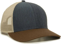 OC Sports OC770 Adjustable Mesh Back Cap with Sweatband - Heathered Navy Khaki Brown - Navy Khaki / 6 7/8’’ - 7 1/2’’