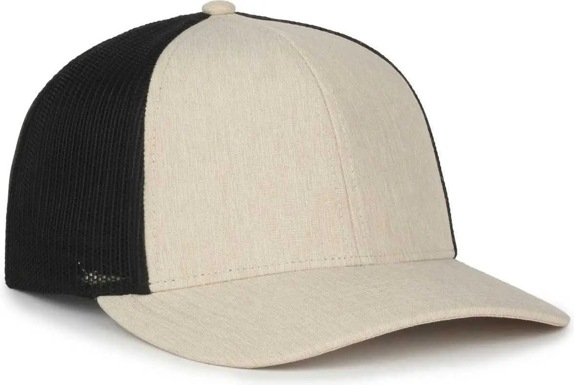 OC Sports OC770 Adjustable Mesh Back Cap with Sweatband - Heathered Stone Black - Black / OSFM