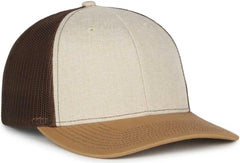 OC Sports OC770 Adjustable Mesh Back Cap with Sweatband - Heathered Stone Brown Old Gold - Gold / OSFM
