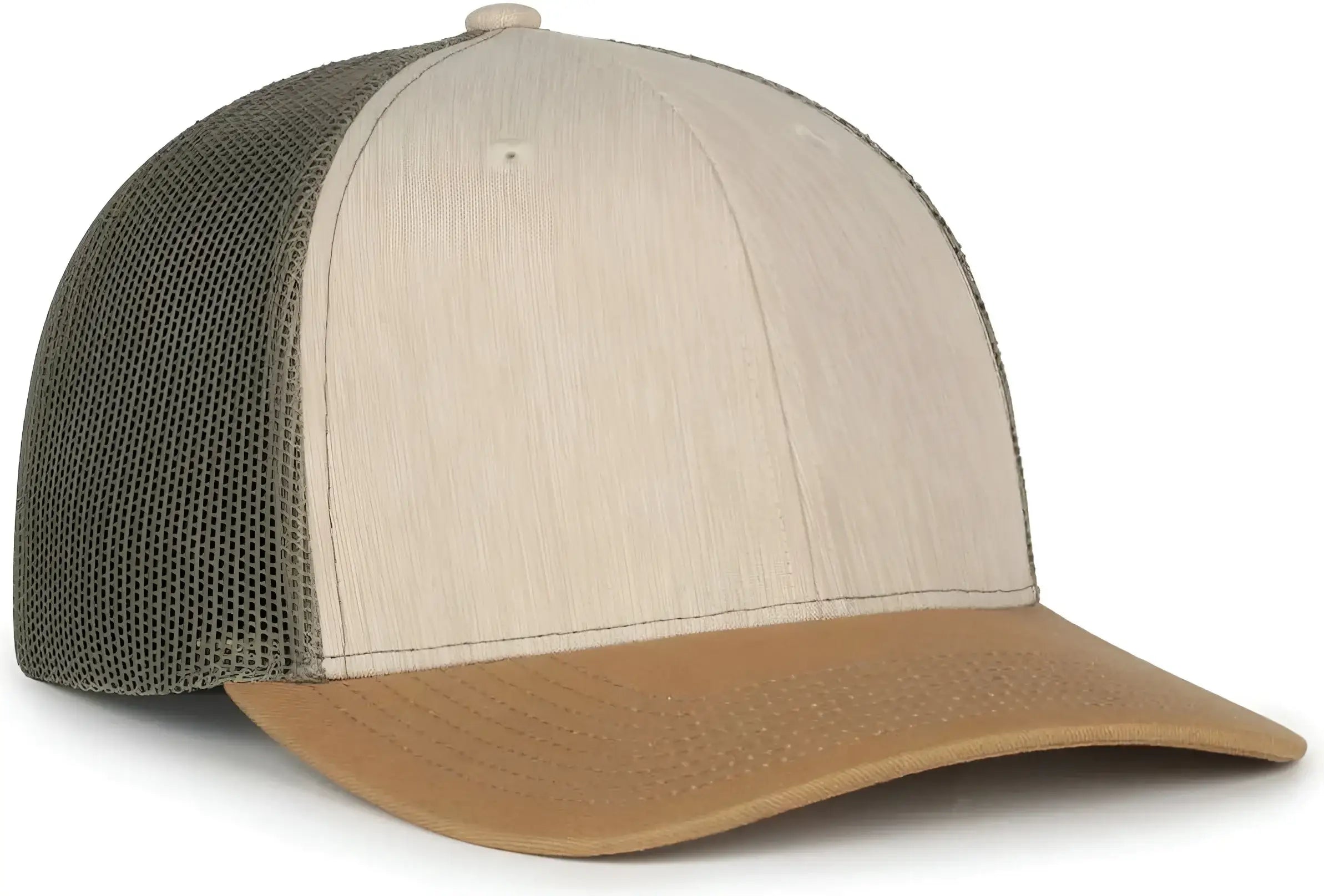 OC Sports OC770 Adjustable Mesh Back Cap with Sweatband - Heathered Stone Olive Old Gold - Gold / OSFM