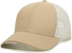 OC Sports OC770 Adjustable Mesh Back Cap with Sweatband - Khaki White - Khaki White / 6 7/8’’ - 7 1/2’’