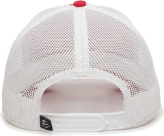 OC Sports OC770 Adjustable Mesh Back Cap with Sweatband - Red White - Red White / 6 7/8’’ - 7 1/2’’