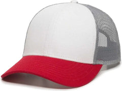OC Sports OC770 Adjustable Mesh Back Cap with Sweatband - White Gray Red - White Gray / 6 7/8’’ - 7 1/2’’