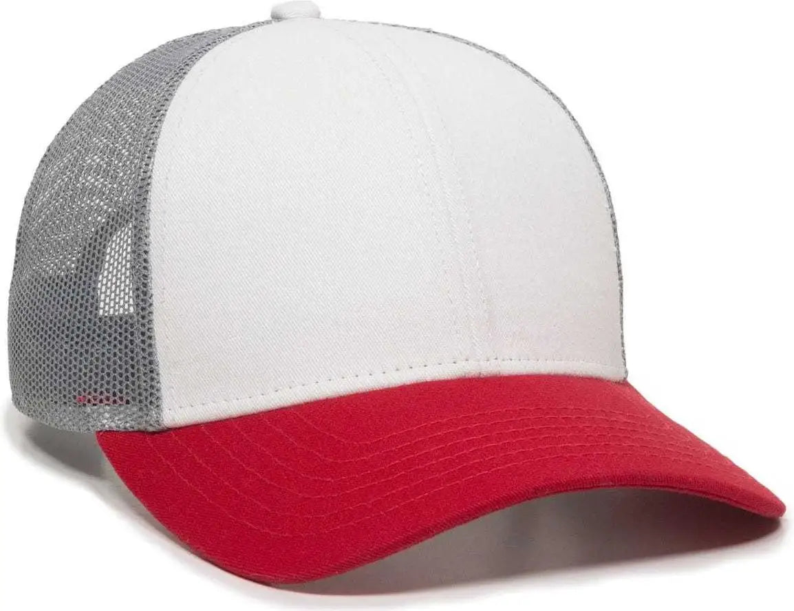 OC Sports OC770 Adjustable Mesh Back Cap with Sweatband - White Gray Red - White Gray / 6 7/8’’ - 7 1/2’’