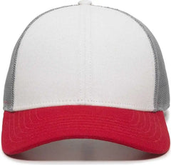 OC Sports OC770 Adjustable Mesh Back Cap with Sweatband - White Gray Red - White Gray / 6 7/8’’ - 7 1/2’’