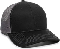 OC Sports OC771 Adjustable Mesh Back Cap - Black Charcoal - Black Dark Gray / 6 7/8’’ - 7 1/2’’